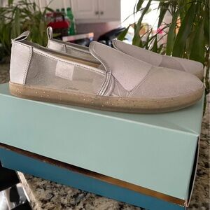 Toms White Glitter Flats